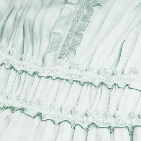 NWT | The Kooples | Mint Green | V-Neck Mini Dress with Ruffle Details - Picture 4 of 10